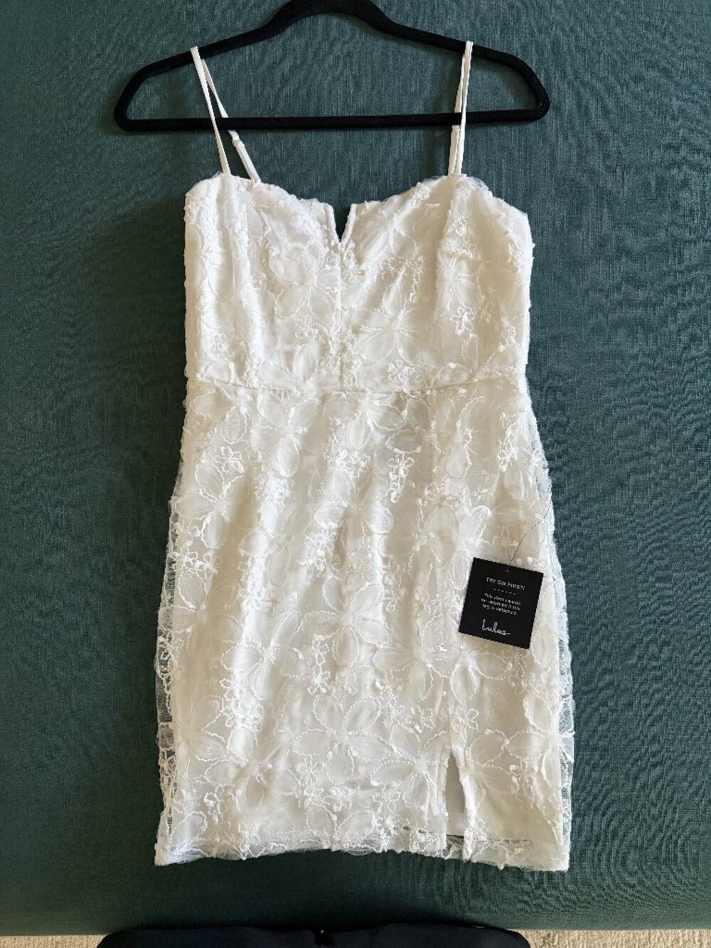 White Mesh Embroidered Sequin Mini Dress (New)